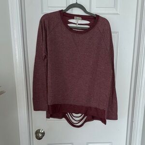 Kirra Red Asymmetrical Cut Out Sweatshirt